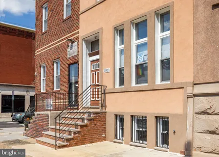 front view of a brick building