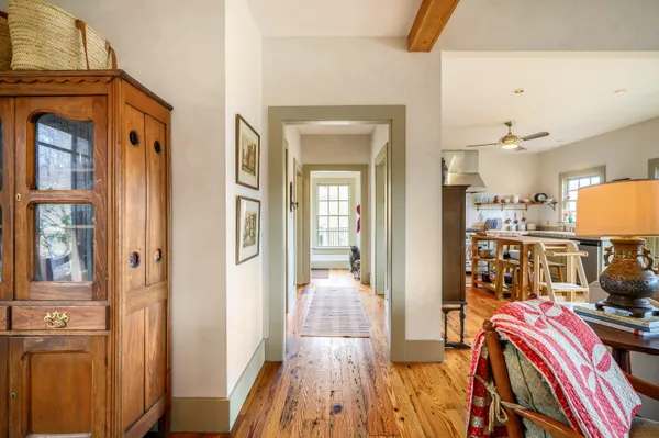 a very nice looking room with wooden floor