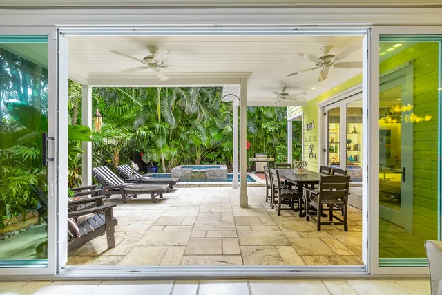 a outdoor space with lots of tables and chairs