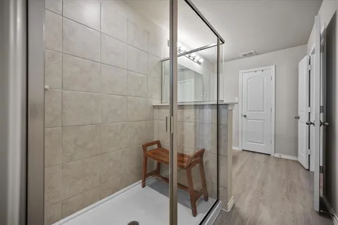 a bathroom with a shower