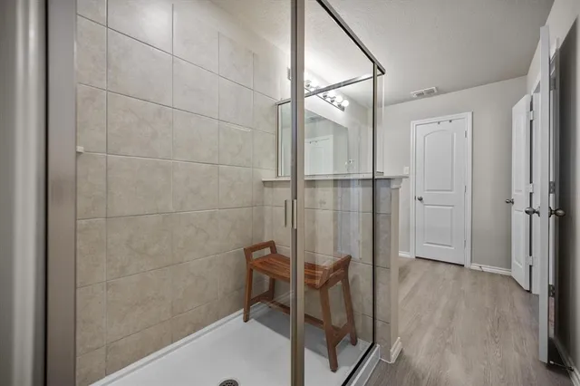 a bathroom with a shower