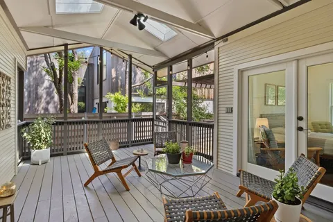 a view of porch with seating space