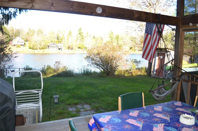 a view of a garden from a balcony