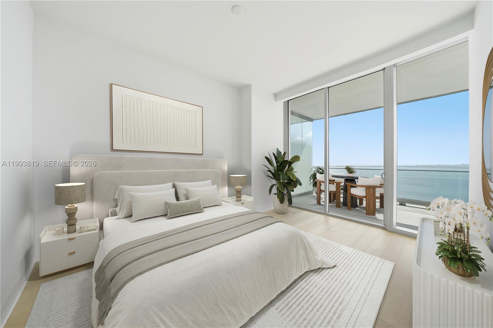 175 Southeast 25th Road, Unit 3102 Miami, FL 33129 - Photo 17 of 65 a bedroom with a bed a large window and potted plant on the dresser