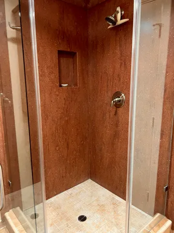 a bathroom with a shower