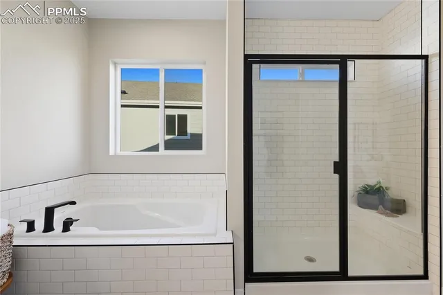 a bathroom with a bathtub