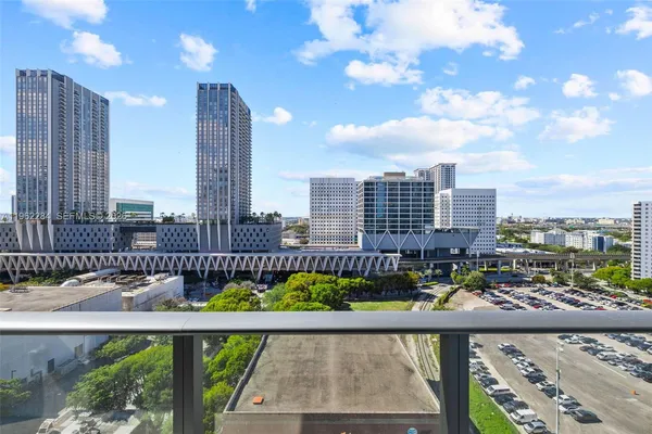 a city view from a balcony