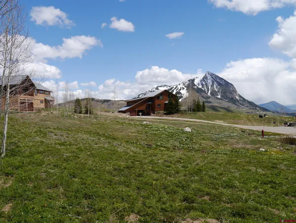 a view of a town with mountains in the background