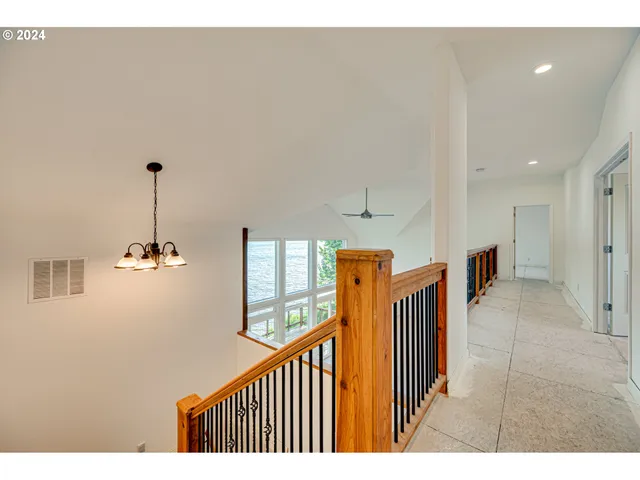 a view of a hallway with workspace