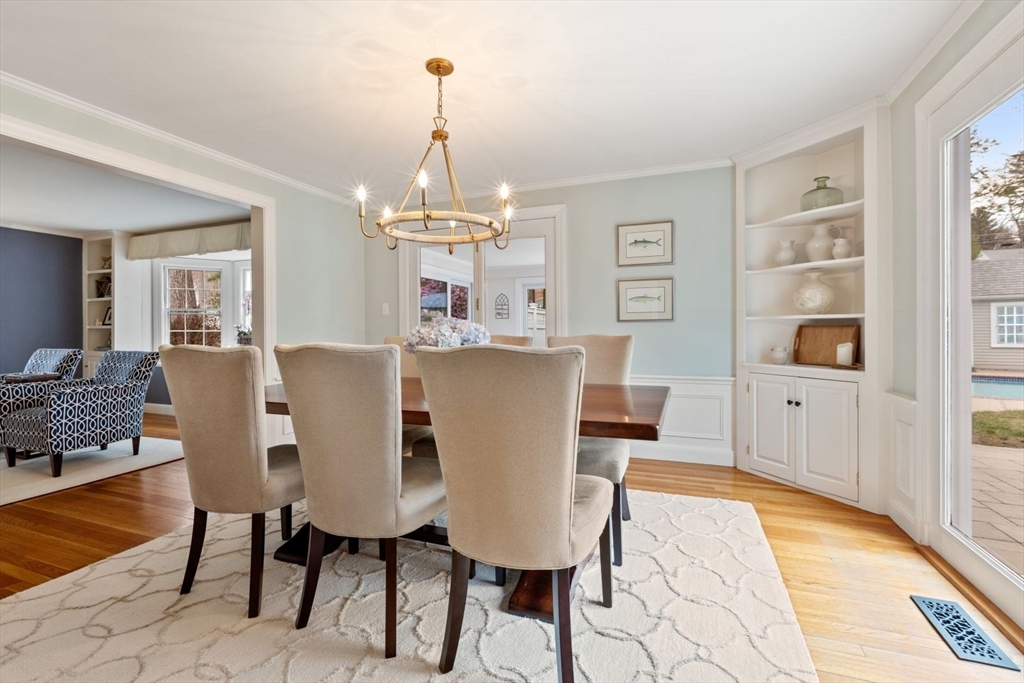 2 Yorkshire Road Dover, MA 02030 - Photo 6 of 42 a view of a dining room with furniture and chandelier
