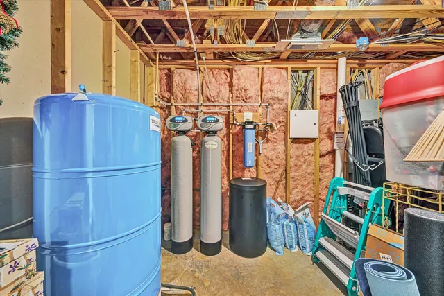 a view of a lake with a yard