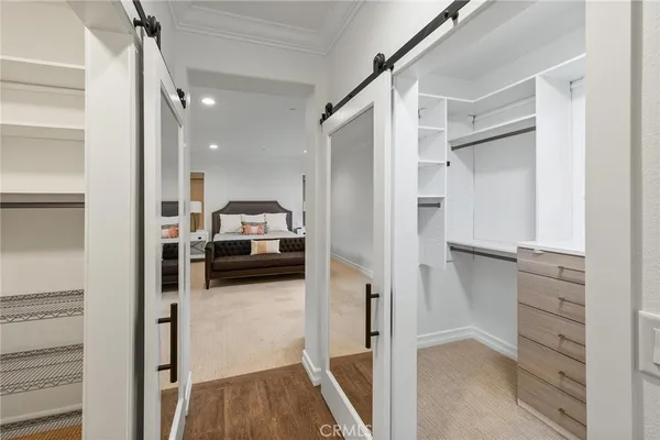 a view of cabinets and window