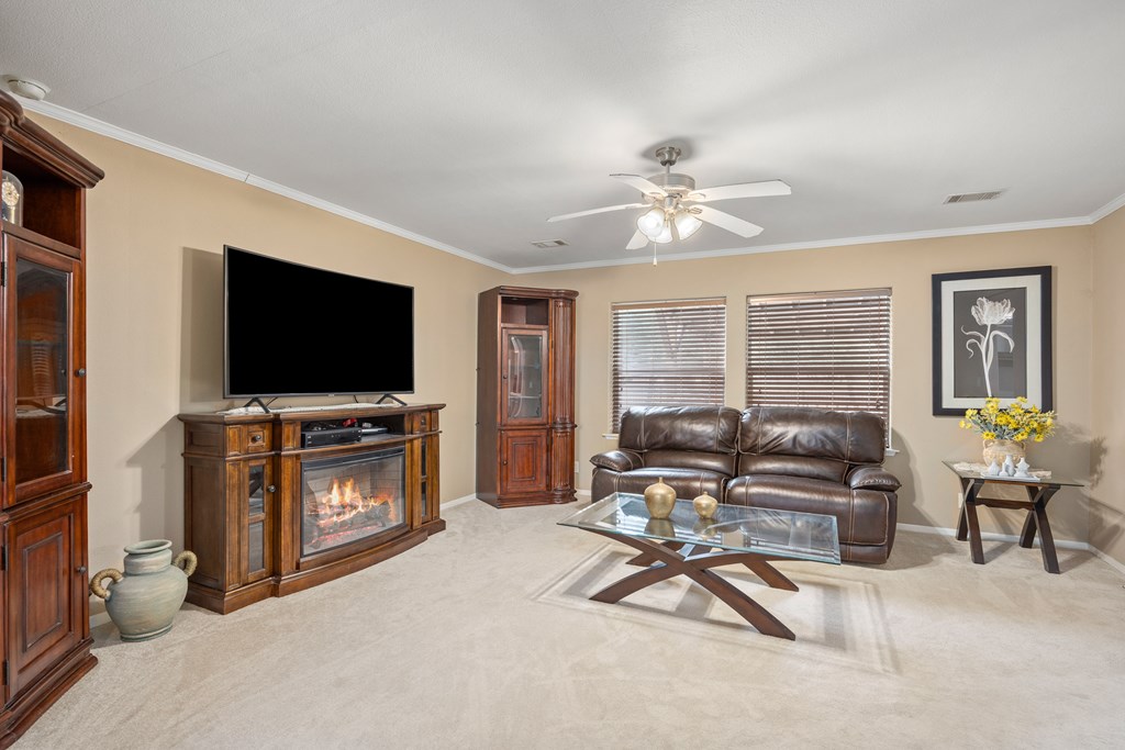 3955 Klein Branch Road Harper, TX 78631 - Photo 8 of 40 a living room with furniture and a flat screen tv