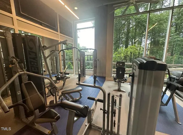 a view of a room with gym equipment