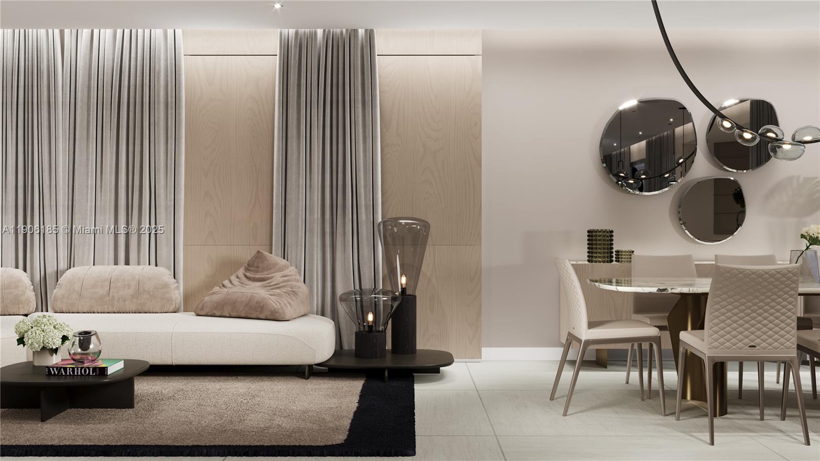 3944 194th Trail Sunny Isles Beach, FL 33160 - Photo 19 of 20 a living room with furniture and a mirror