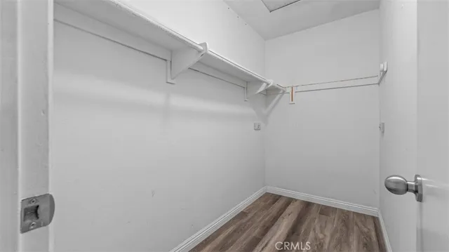 a view of a room with racks on the wall