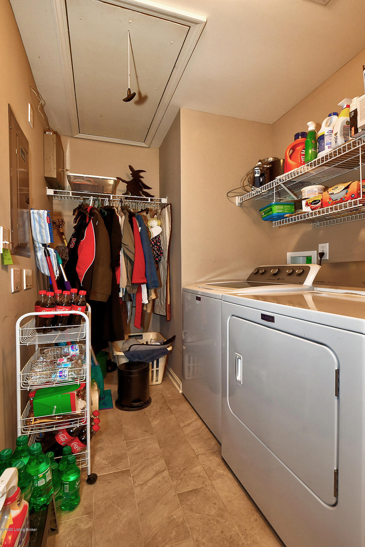 6709 Renate Road Louisville, KY 40291 - Photo 19 of 21 Laundry Room with pull down attic storage.