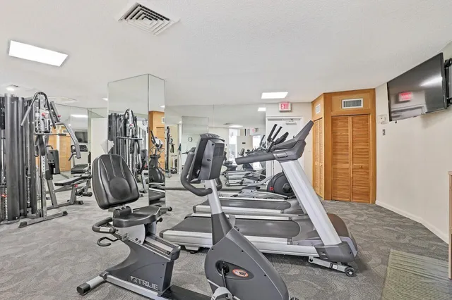 a view of a room with gym equipment
