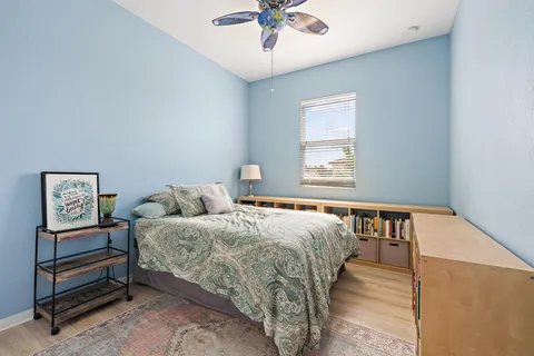 an aerial view of a house with a ocean view