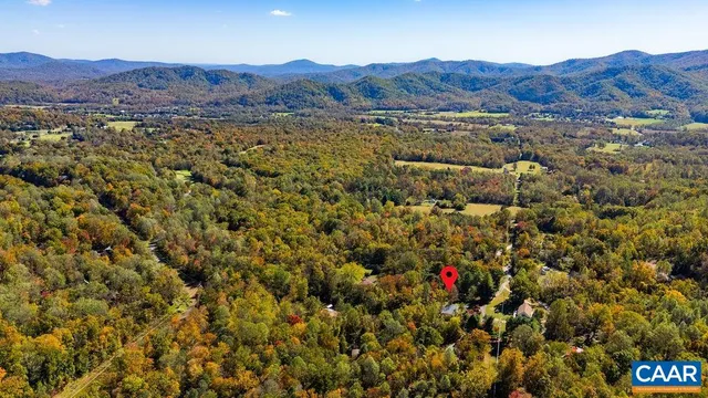 a view of a lush green hillside and a houses