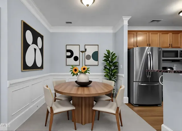 a view of an empty room with a fireplace