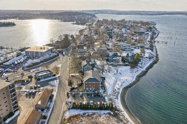 a view of a city and ocean view