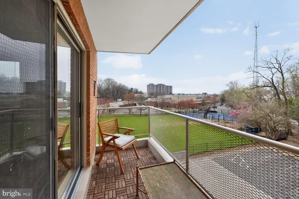 a view of a balcony with lake view