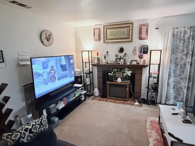 a bathroom with a sink vanity and mirror