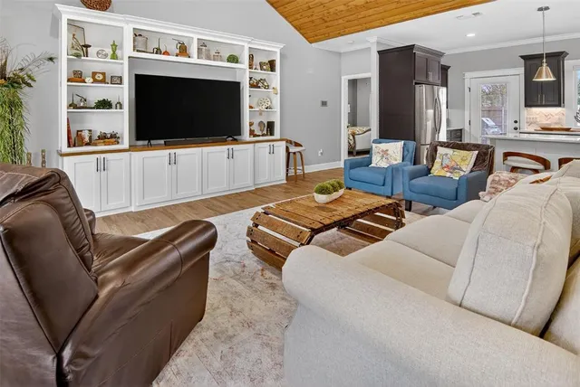 a room with table and window