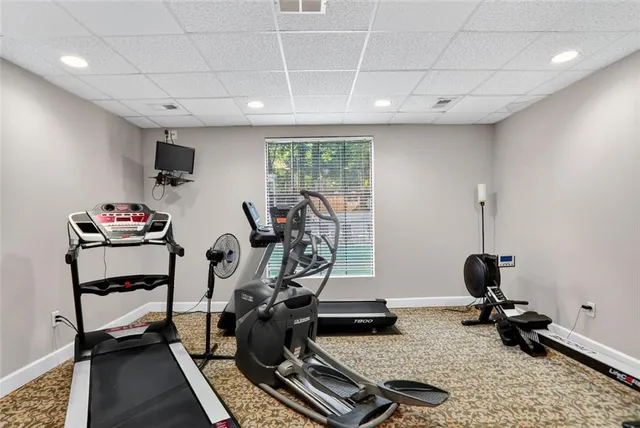a view of a room with gym equipment
