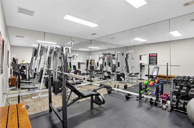 a view of a room with gym equipment