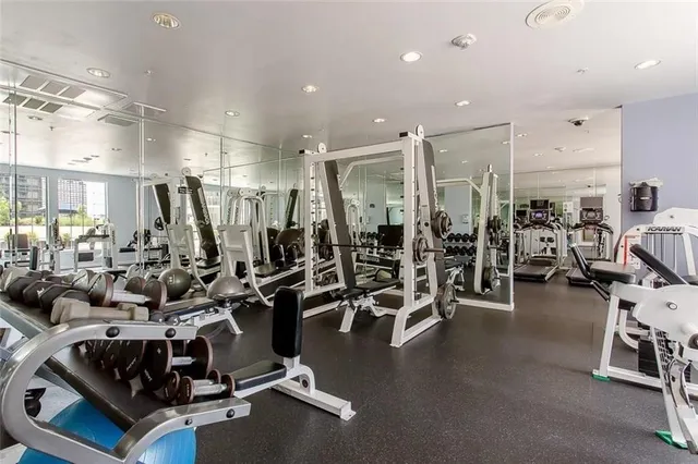 a view of a room with gym equipment