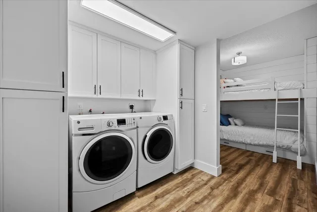 a utility room with dryer and washer