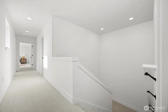 a view of hallway with stairs