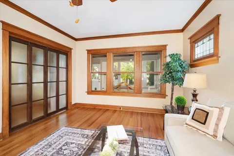 a living room with furniture and a window