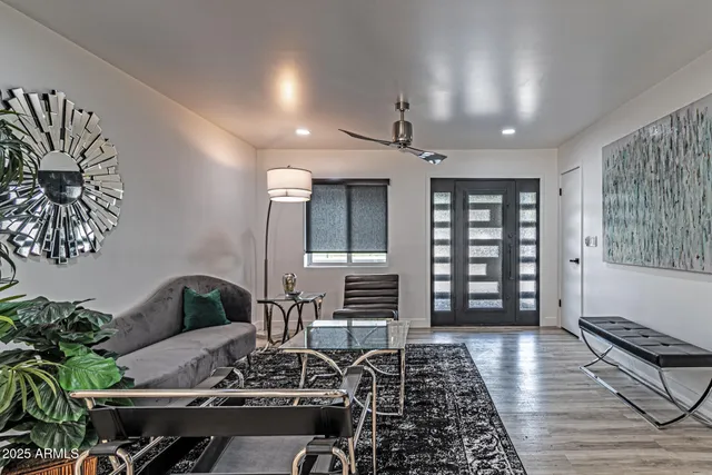 a living room with furniture