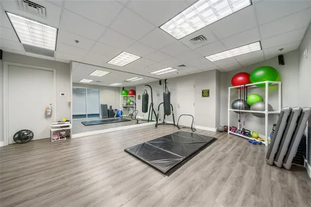 a city view with tall buildings