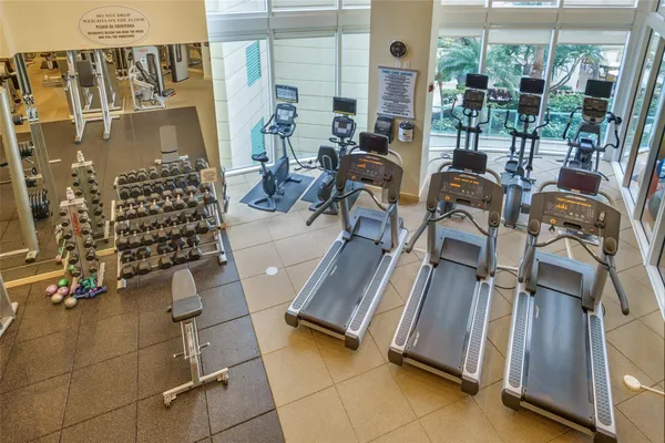 a view of a room with gym equipment
