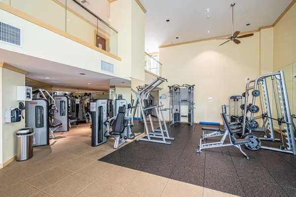 a view of a room with gym equipment