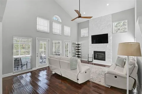 a bedroom with a bed and a table in it