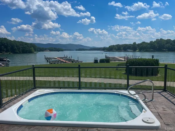 a view of a lake with a mountain