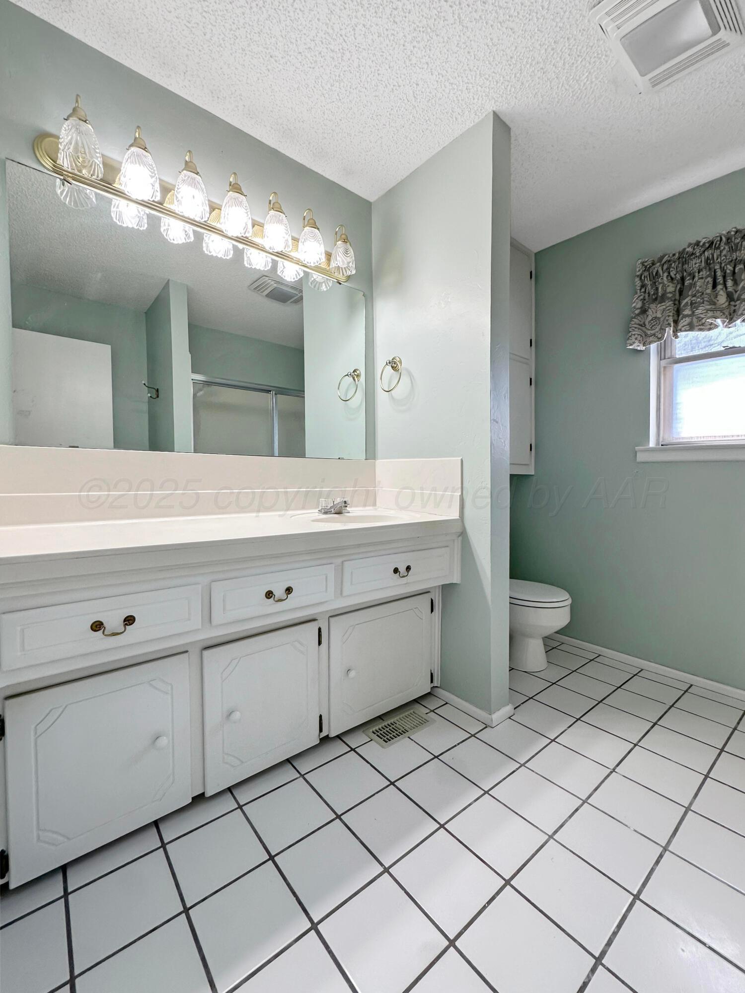 1421 Marigold Street Borger, TX 79007 - Photo 16 of 26 a spacious bathroom with a double vanity sink mirror and toilet