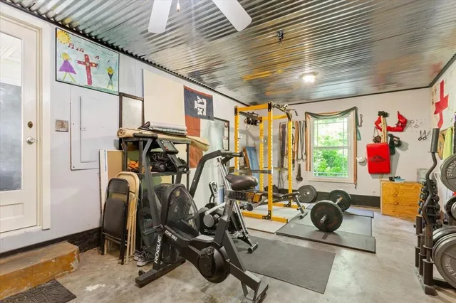 a view of a room with gym equipment