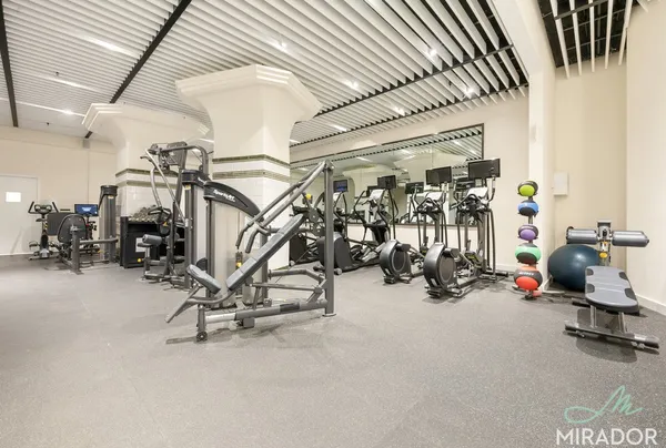 a view of a room with gym equipment