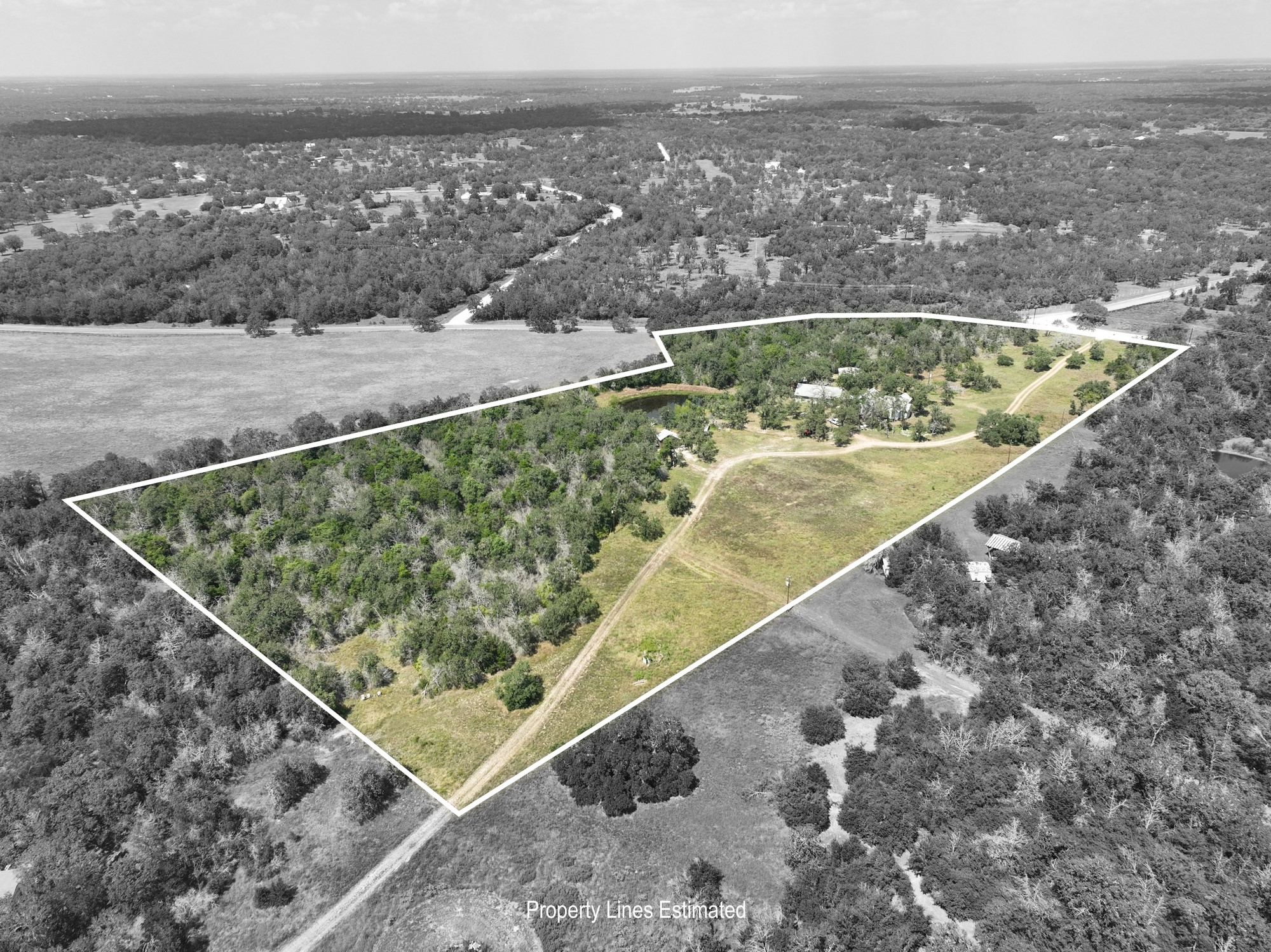 3685 Nixon Lake Road Carmine, TX 78932 - Photo 30 of 32 AERIAL-PROPERTY LINES ESTIMATED-CURRENT SURVEY ON HAND