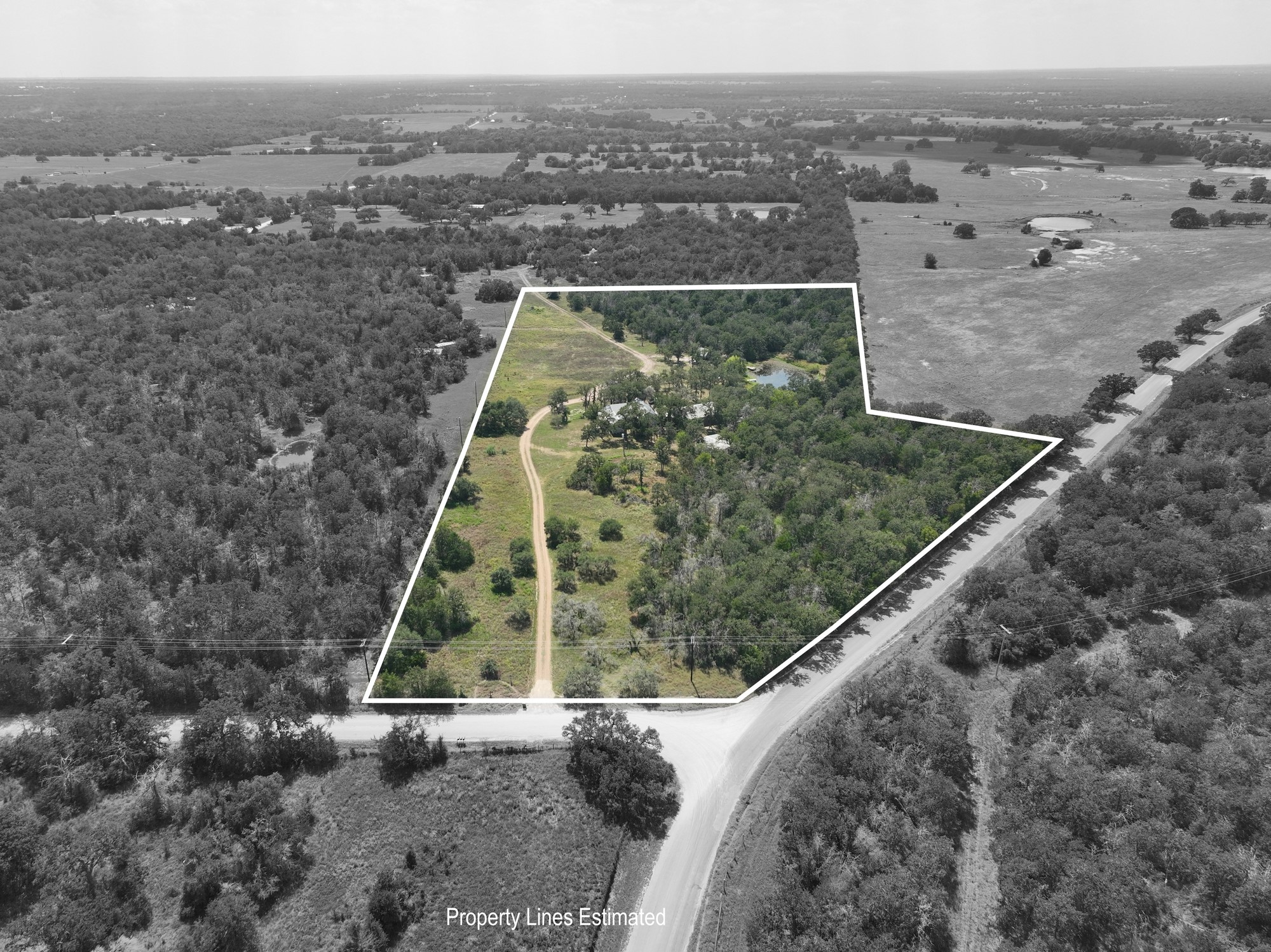 3685 Nixon Lake Road Carmine, TX 78932 - Photo 31 of 32 AERIAL-PROPERTY LINES ESTIMATED-CURRENT SURVEY ON HAND