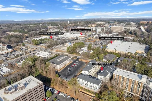 an aerial view of multiple house