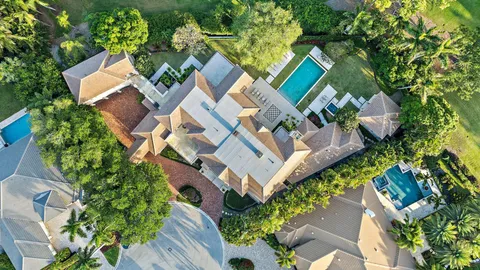 an aerial view of a house