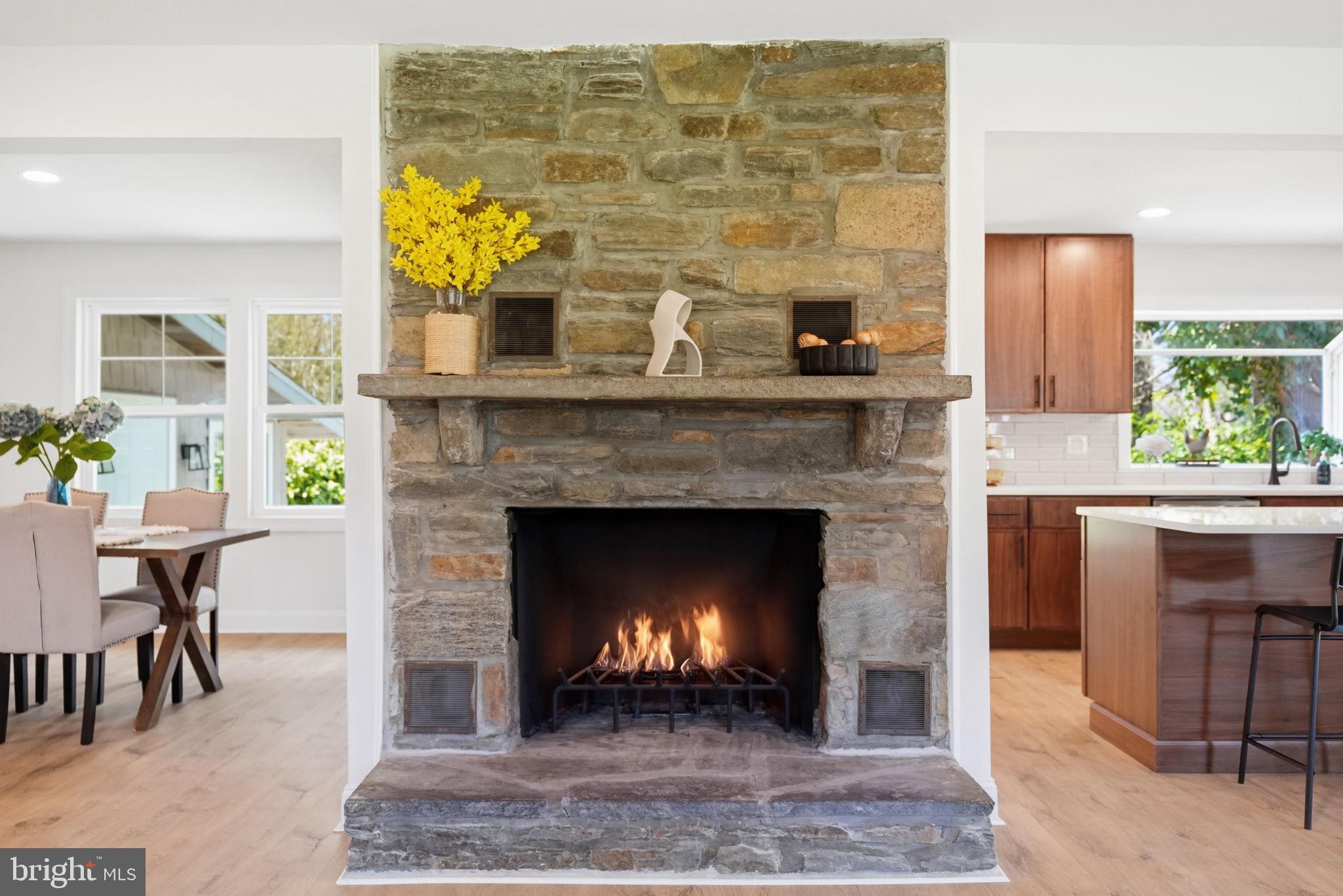 409 South Providence Road Wallingford, PA 19086 - Photo 29 of 106 Cozy stone fireplace warms the heart.