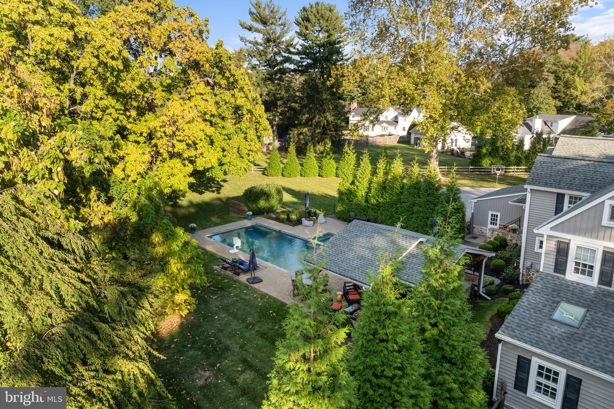 1141 Lafayette Road Wayne, PA 19087 - Photo 59 of 64 an aerial view of residential house with outdoor space and trees all around